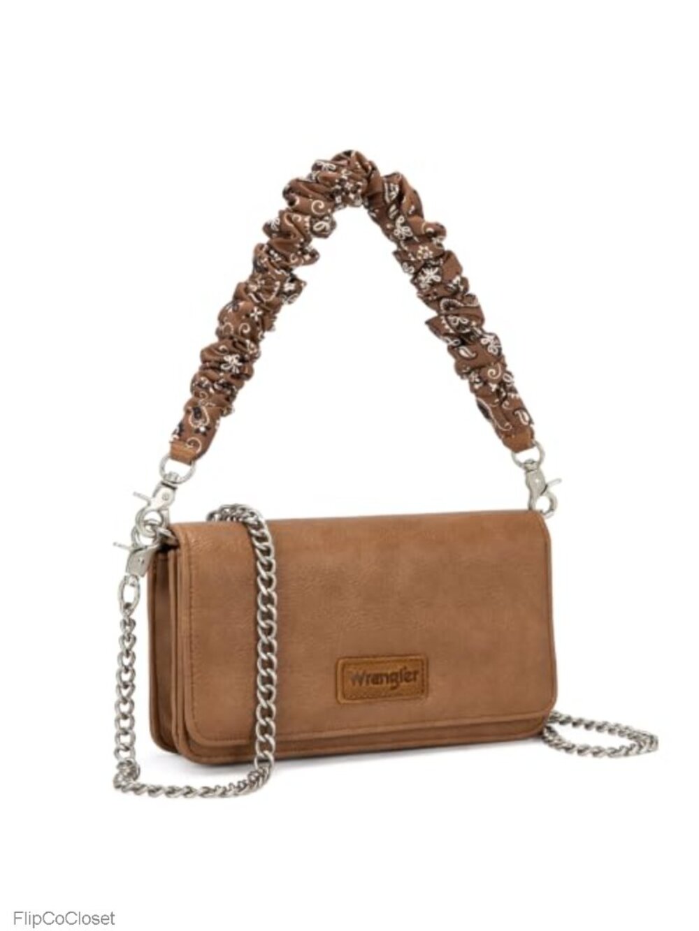Wrangler Small Flap Crossbody Purse Wallet with Ruched Paisley Strap